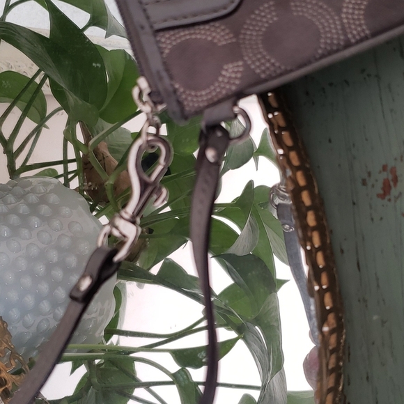 Coach Gray Monogram Zip Wristlet - Picture 7 of 10